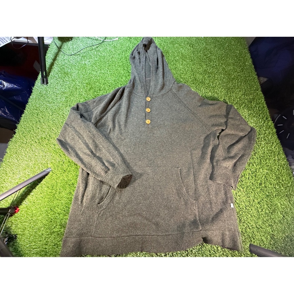 7 Diamonds Mens Knit Hoodie Pullover Sweater Olive Green Button Neck XXL